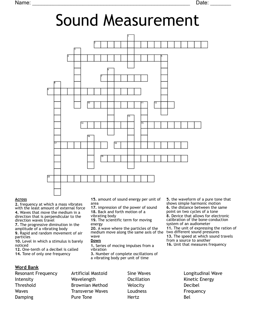 Sound Measurement Crossword WordMint