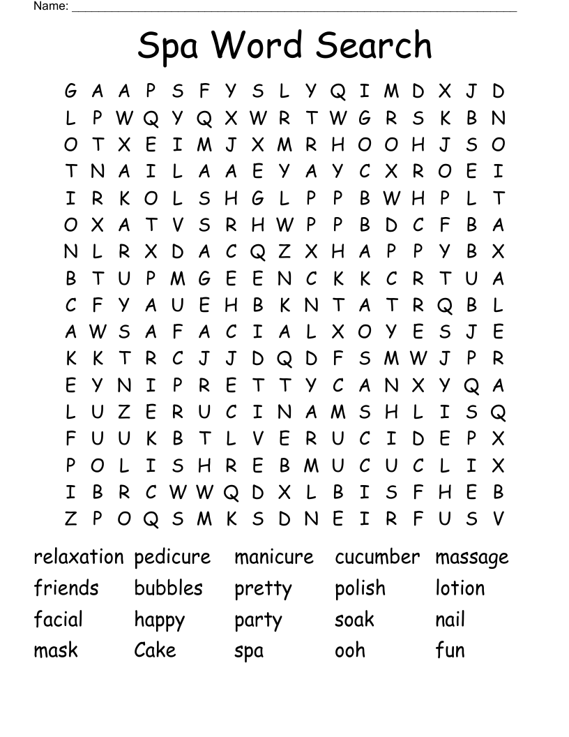 Spa Trip May 5, 2018 Word Scramble WordMint