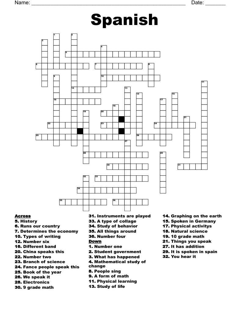 Spanish Crossword WordMint