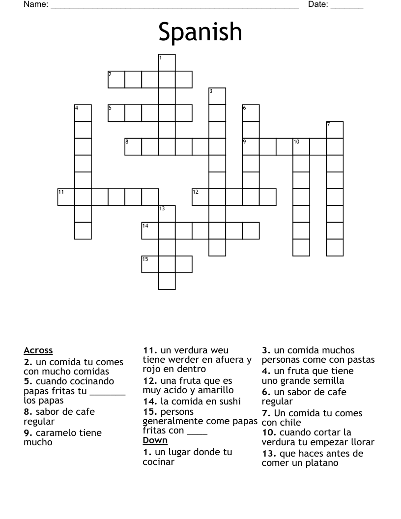 Spanish Crossword WordMint