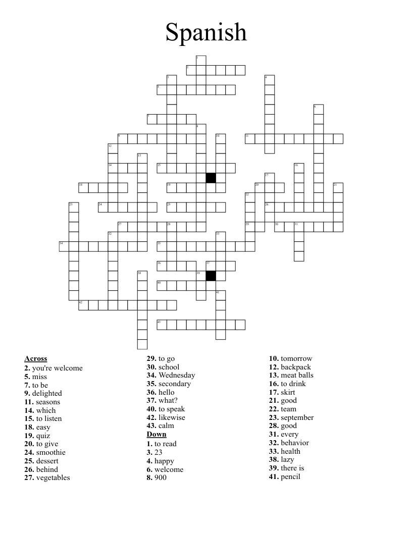 Spanish Crossword WordMint