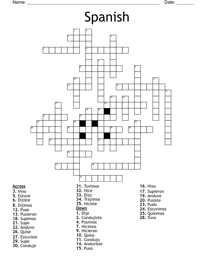 Spanish Crossword WordMint