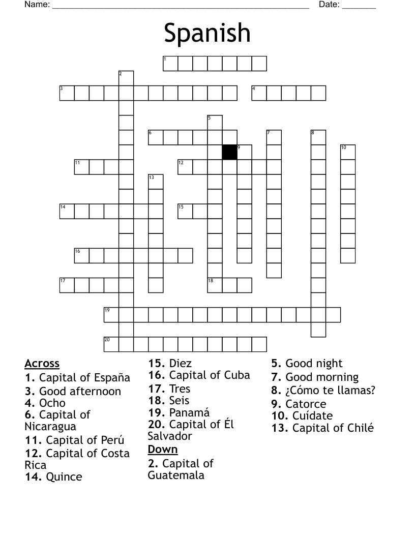 Spanish Crossword WordMint