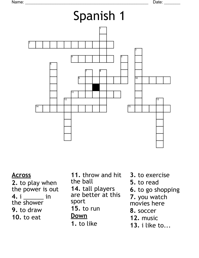 Spanish 1 Crossword - WordMint