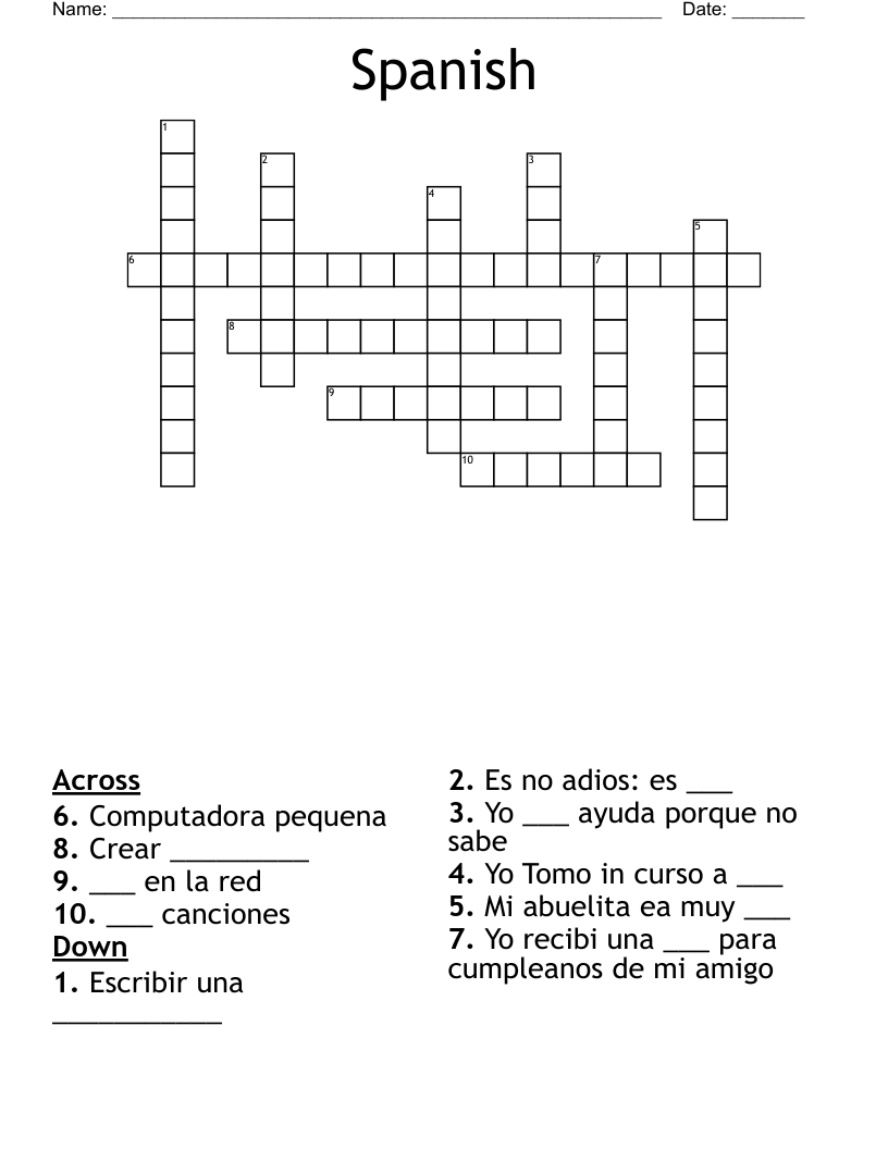 Spanish Crossword WordMint