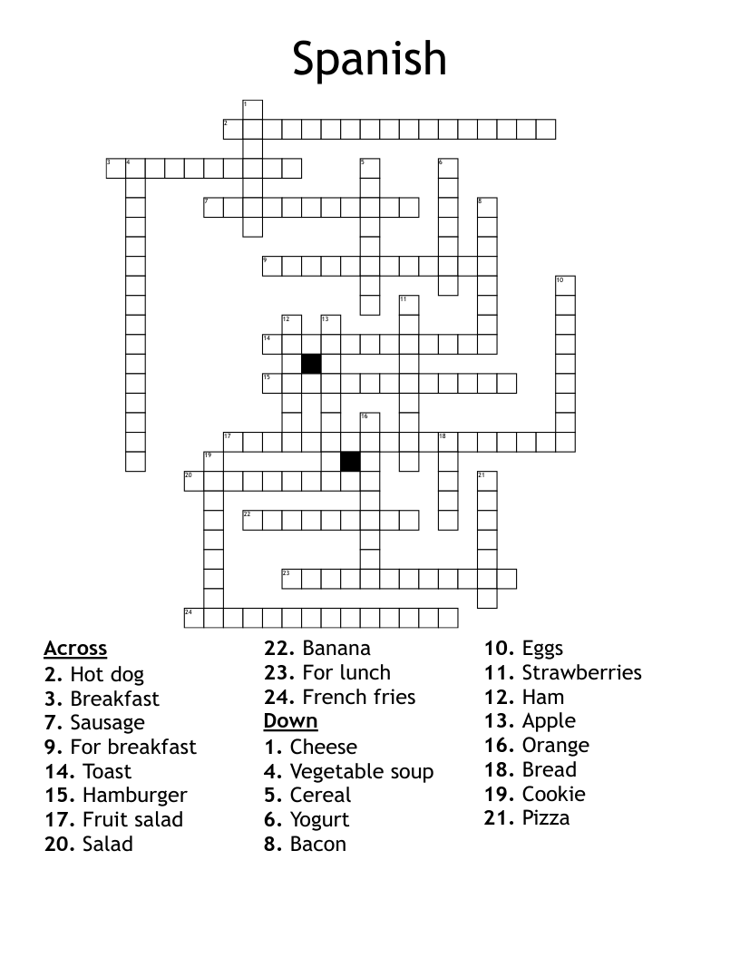 Spanish Crossword - WordMint