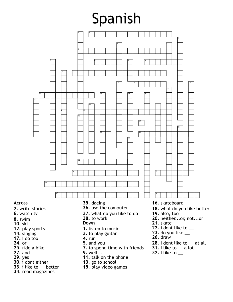 Spanish Crossword WordMint