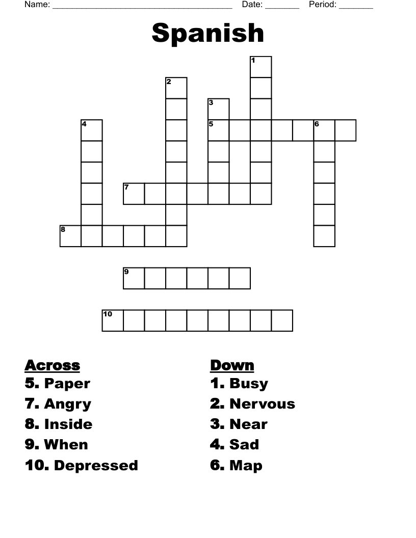 Spanish Crossword WordMint