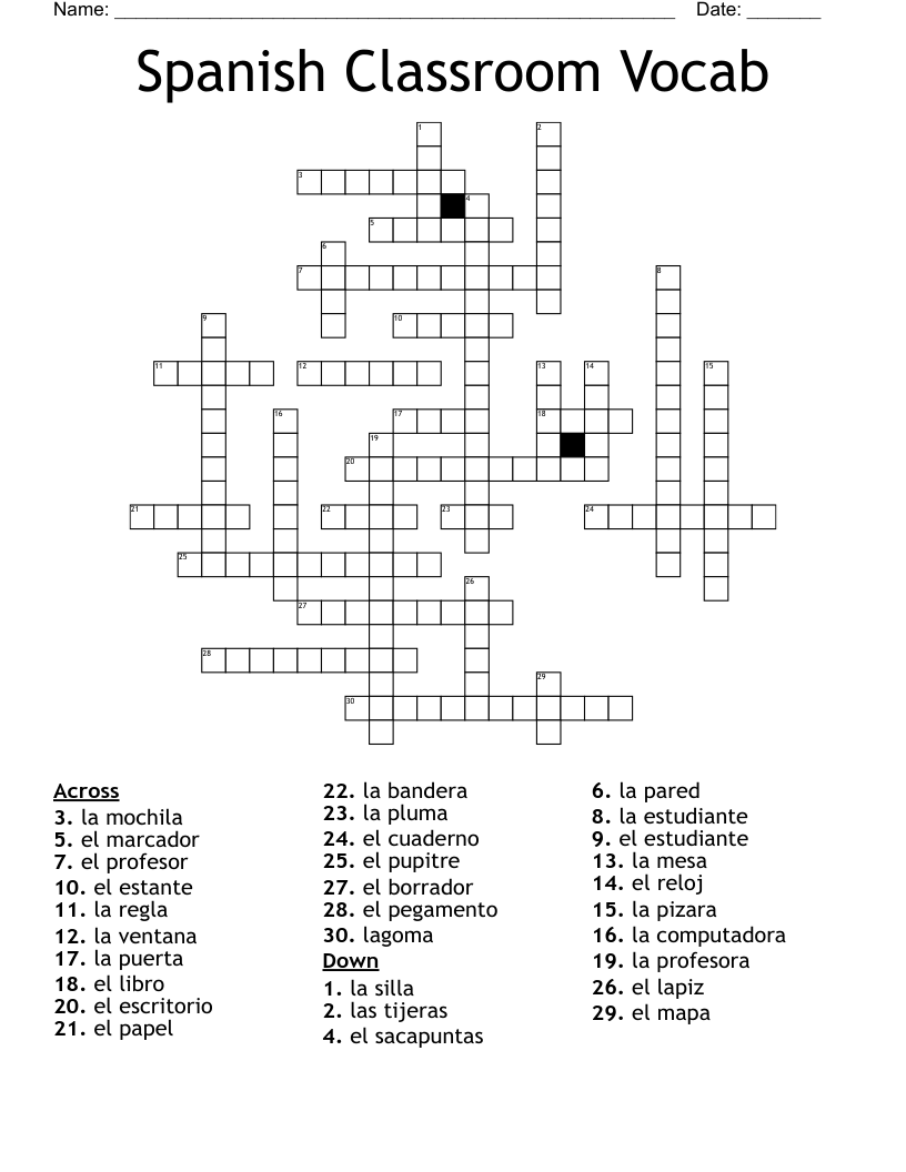 Spanish Classroom Vocabulary