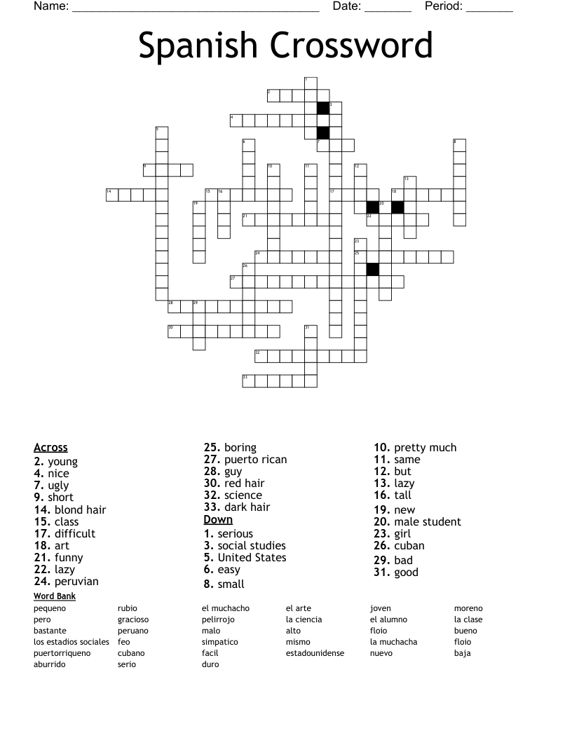 Spanish Crossword WordMint