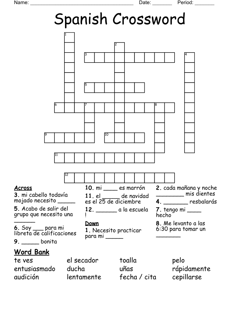 Spanish Crossword WordMint