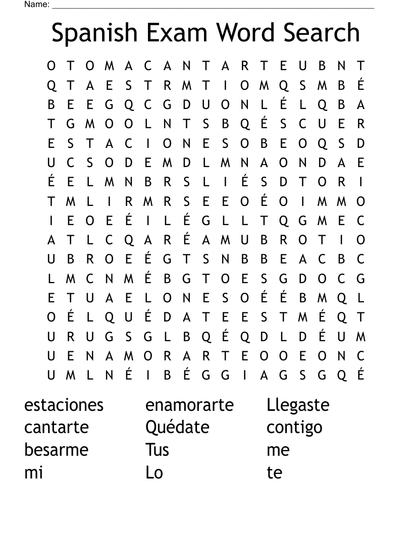 Spanish Exam Word Search WordMint