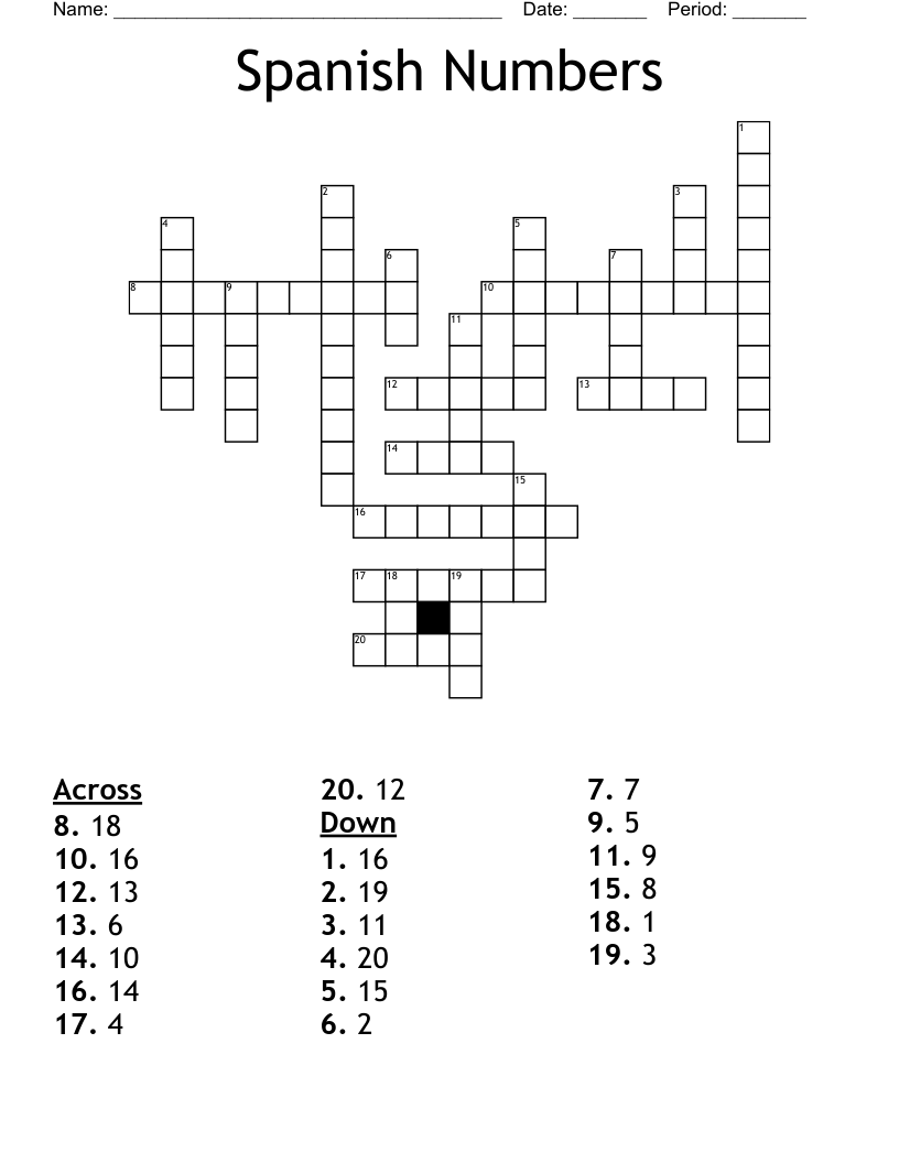 Similar to Spanish Vocabulary 1 Crossword WordMint