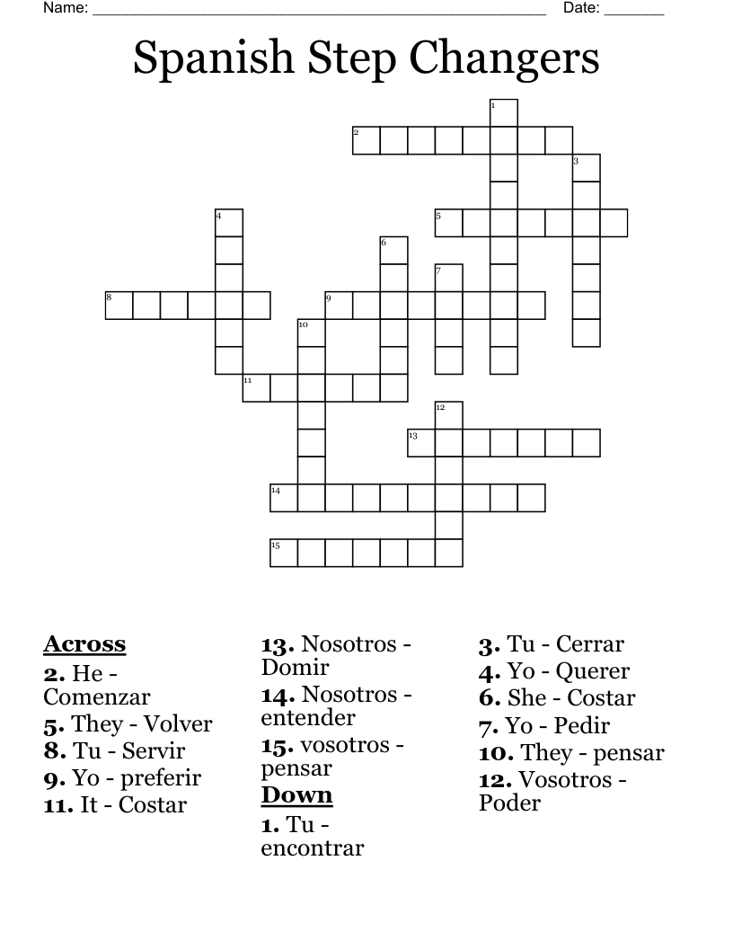 Spanish Step Changers Crossword WordMint