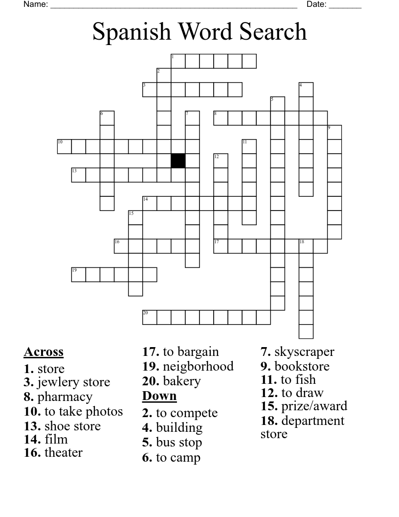 Spanish Word Search Crossword WordMint