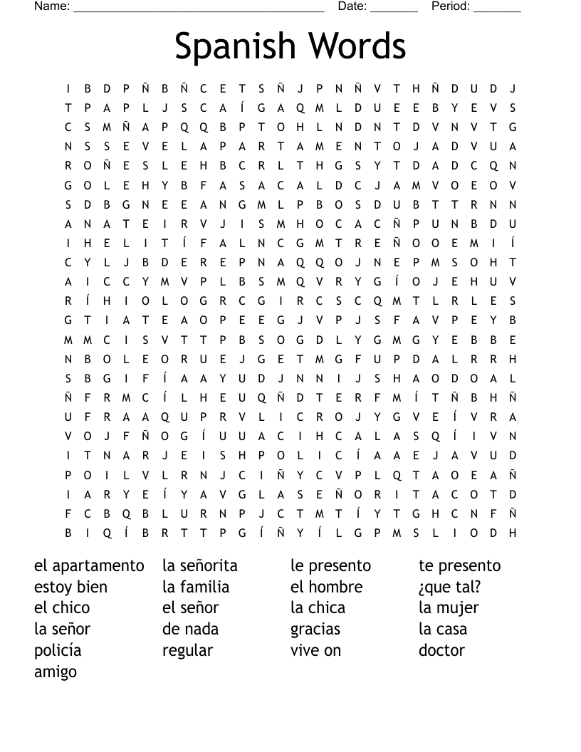 Spanish Word Search WordMint