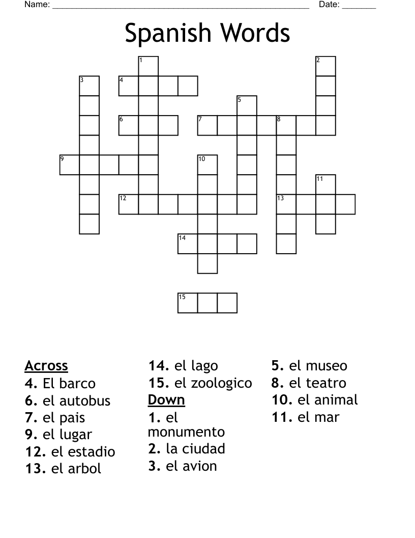 Spanish Words Crossword WordMint