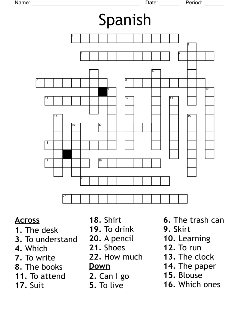 Spanish Crossword WordMint