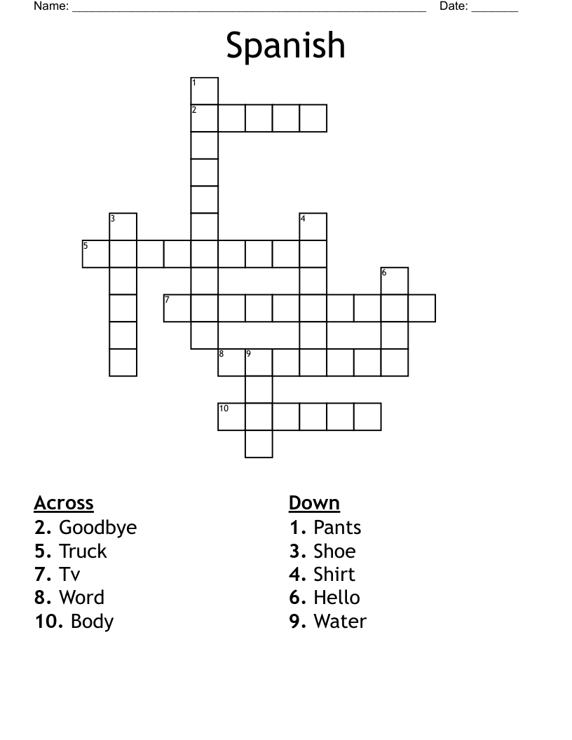 Spanish Crossword - WordMint