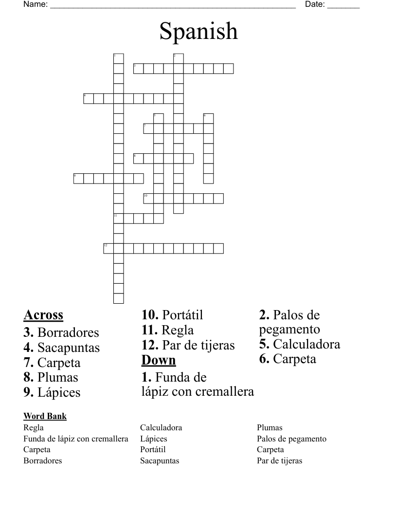 Spanish Crossword WordMint