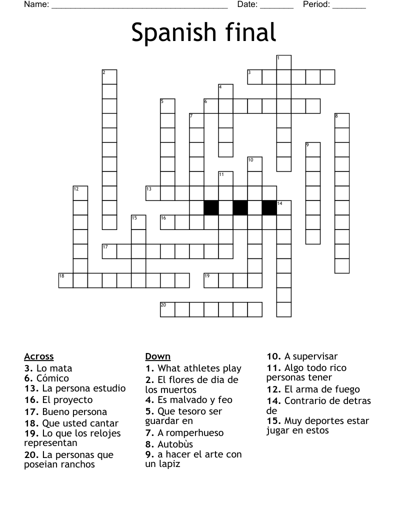 Spanish final Crossword WordMint