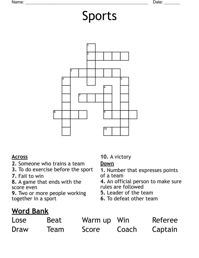 Sports Crossword WordMint