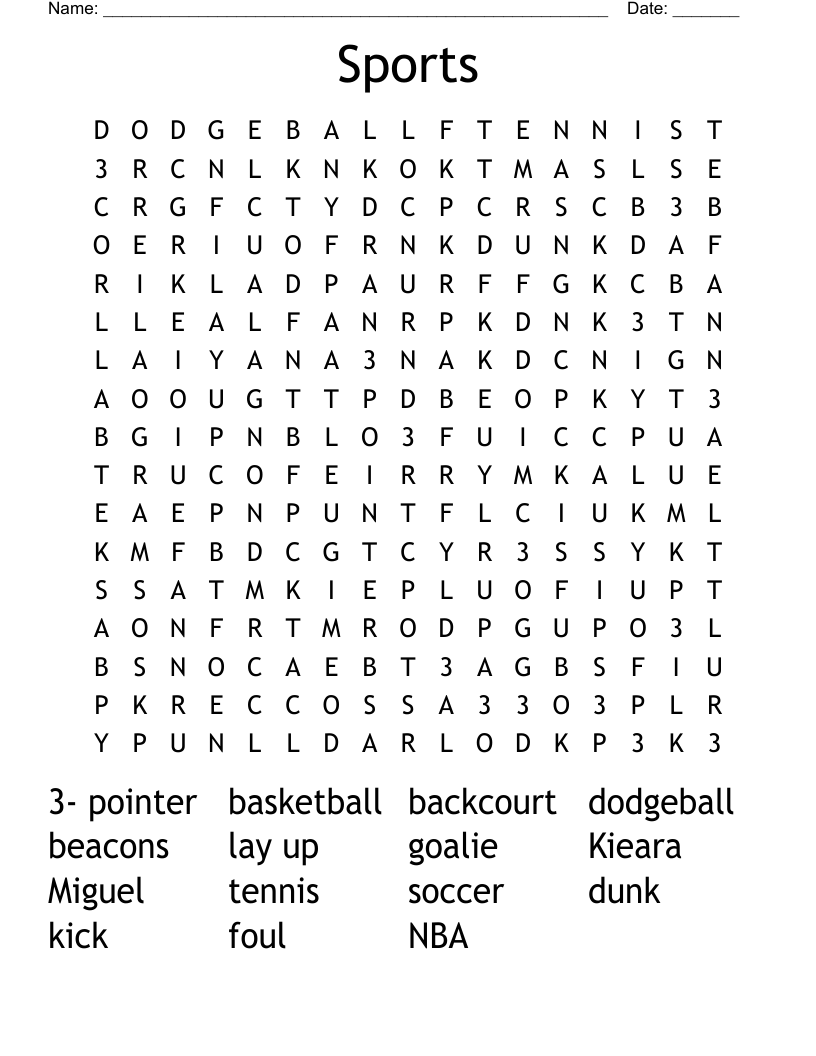 Sports Word Search WordMint