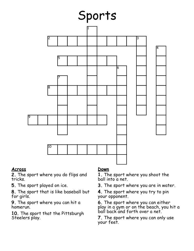 Sports Crossword WordMint