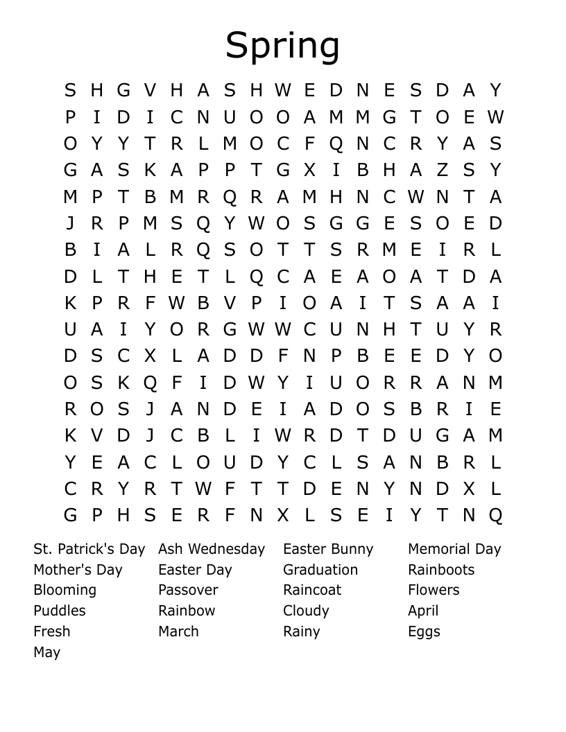 Spring Word Search - WordMint