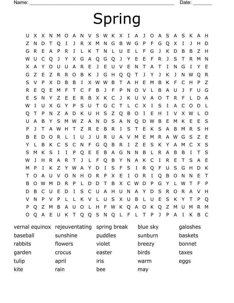 Spring Word Search - WordMint