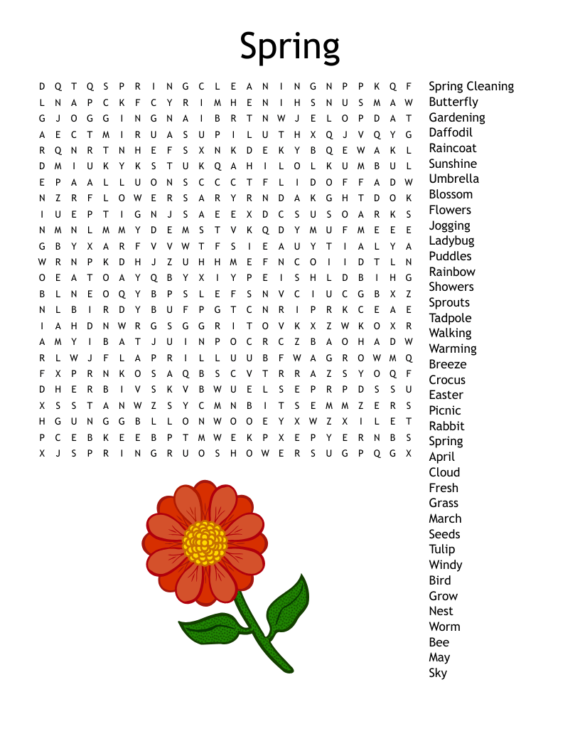 Spring Word Search WordMint