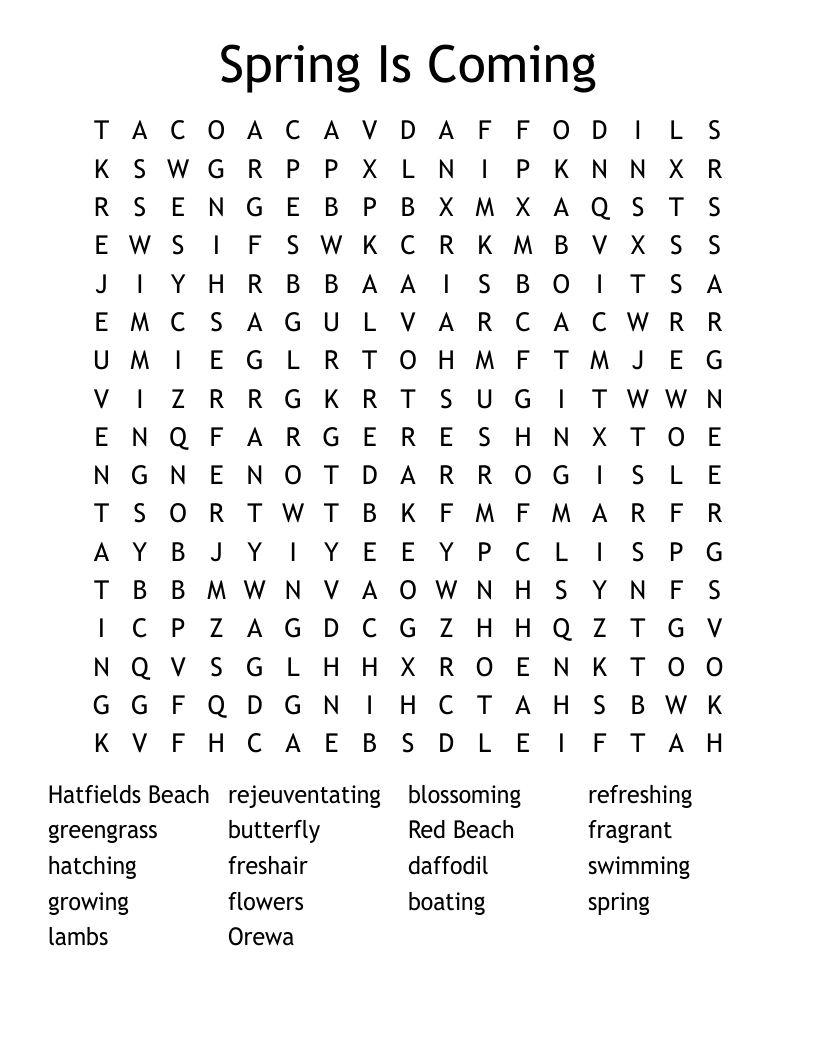 Spring Is Coming Word Search - WordMint
