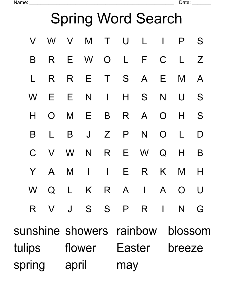 Spring Word Search WordMint