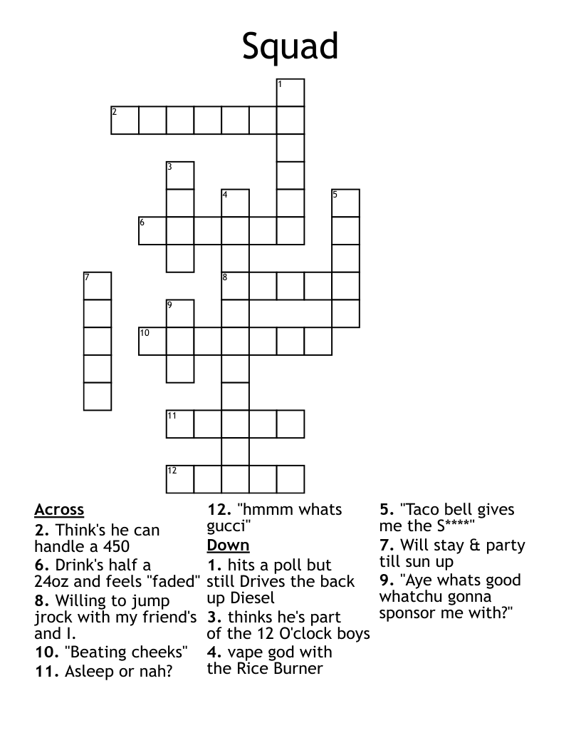 Squad Crossword WordMint