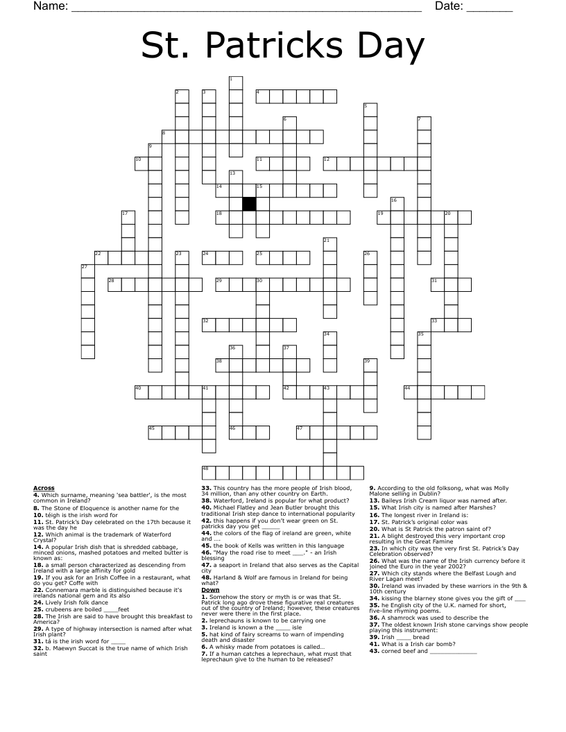 Irish Dance Crossword WordMint