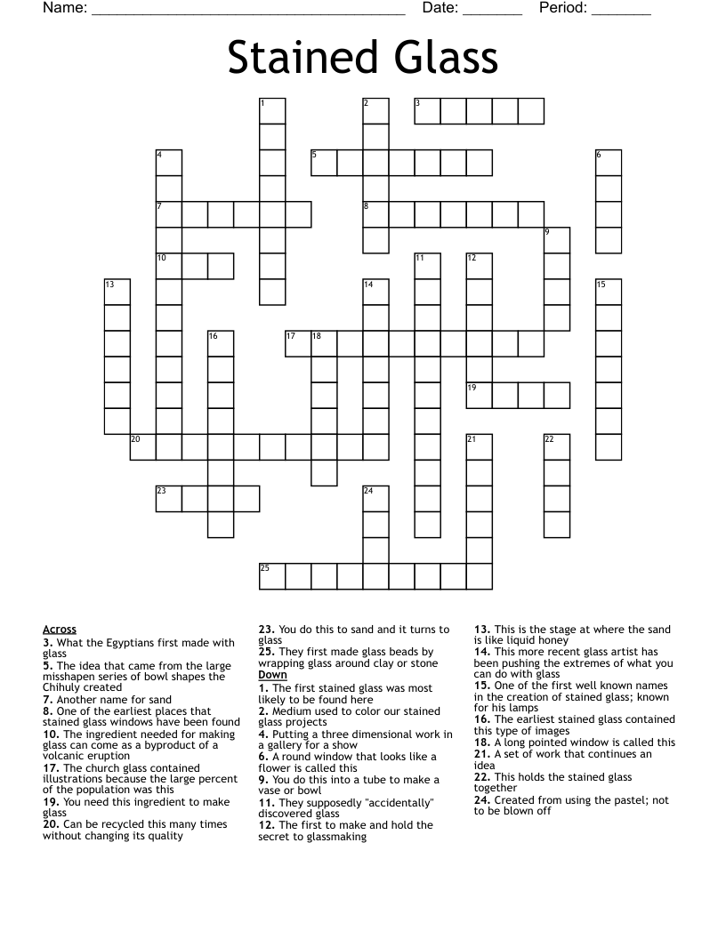 Stained Glass Crossword WordMint