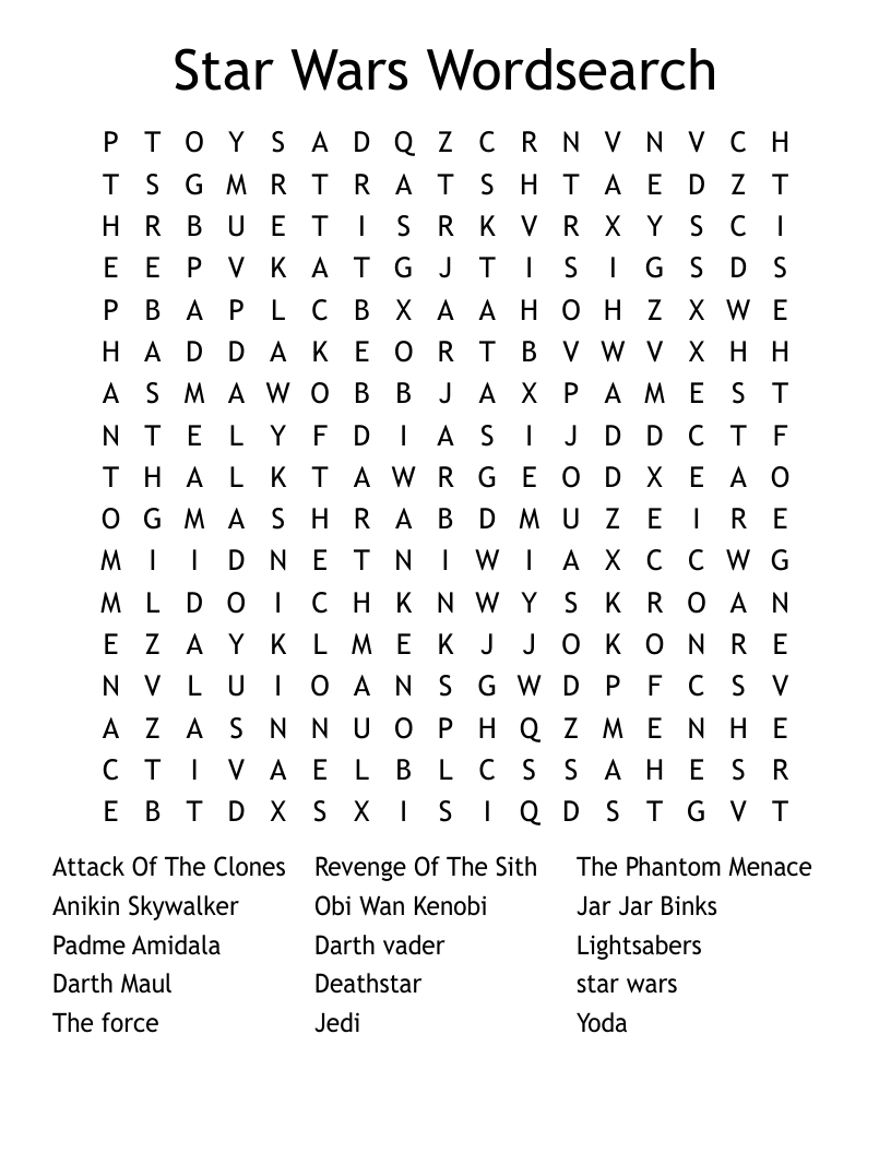 Star Wars Wordsearch WordMint