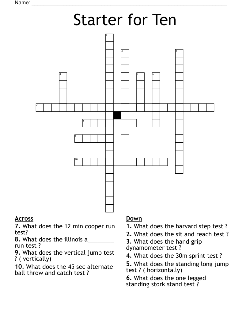 Starter for Ten Crossword WordMint