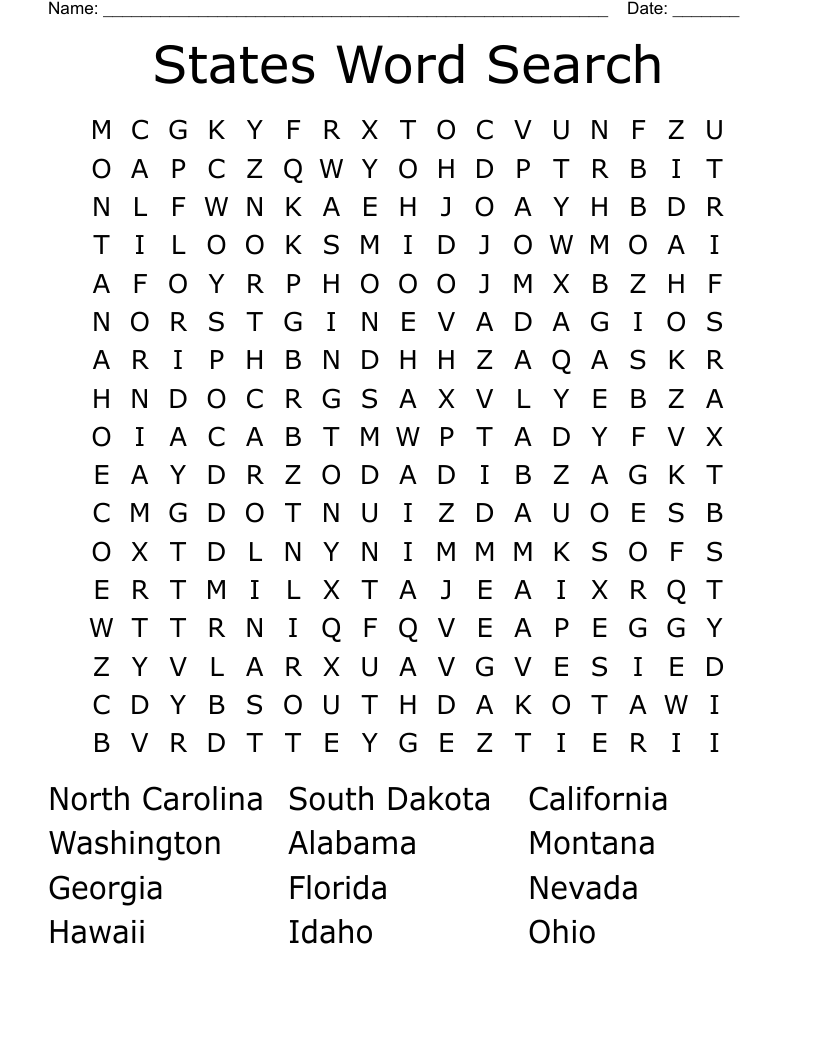 States Word Search - WordMint