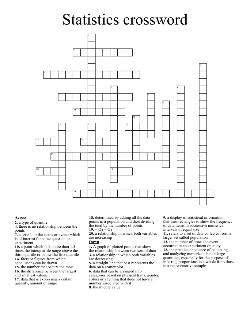 Statistics crossword WordMint