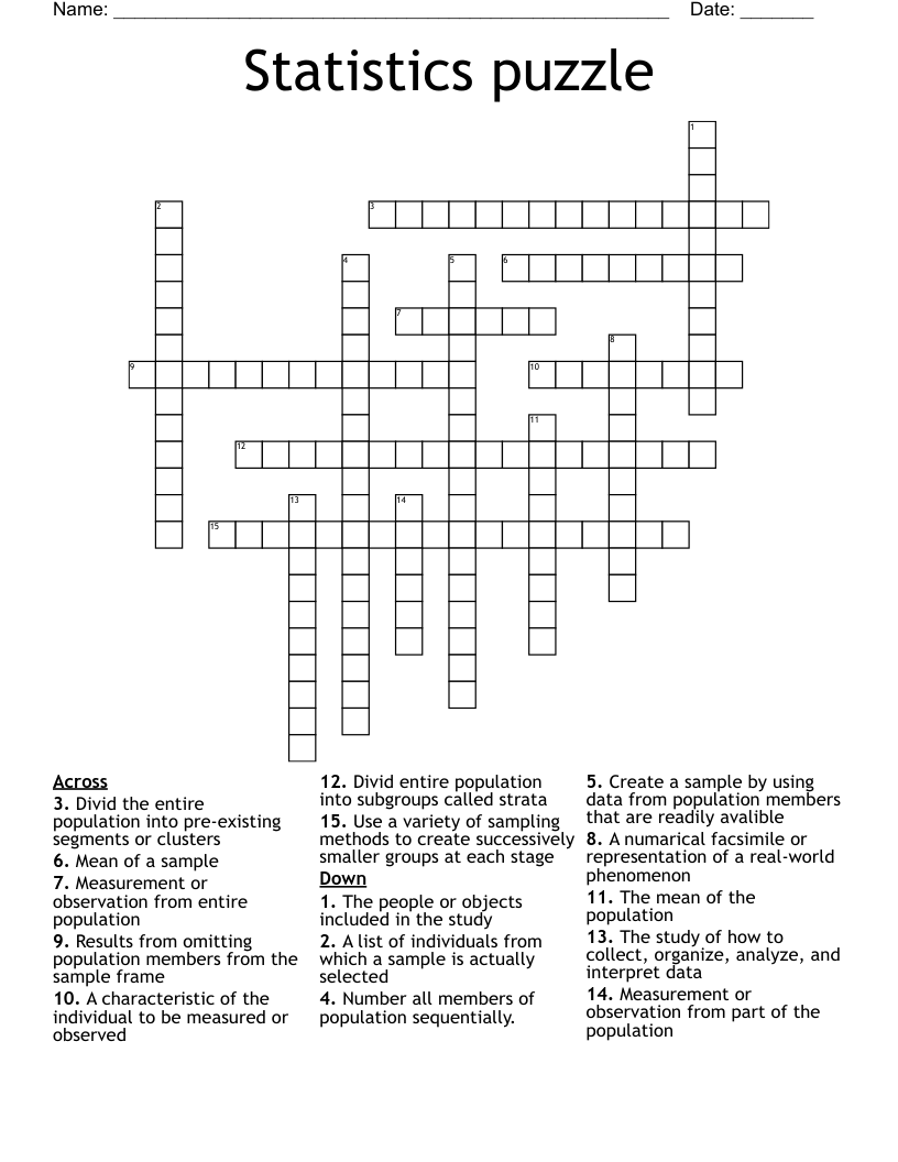 Statistics Chapter 1 Crossword WordMint