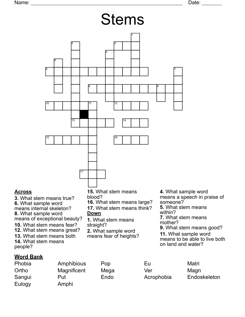 Stems Crossword WordMint