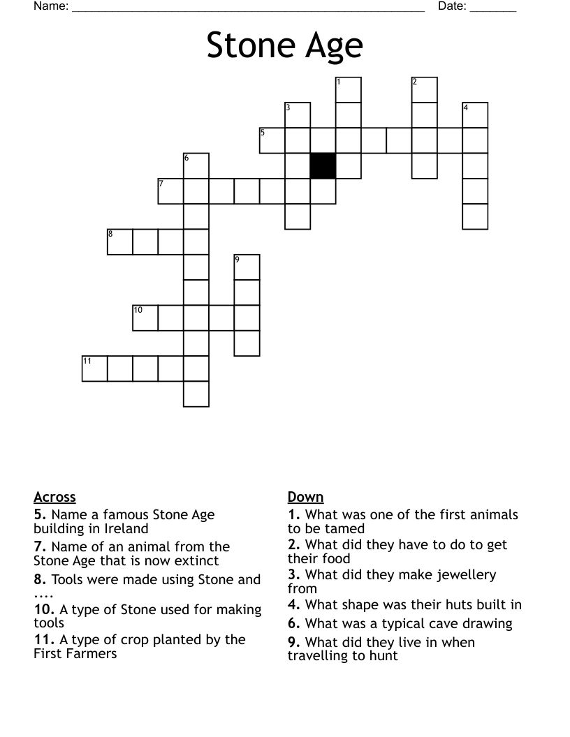 Stone Age Crossword - WordMint