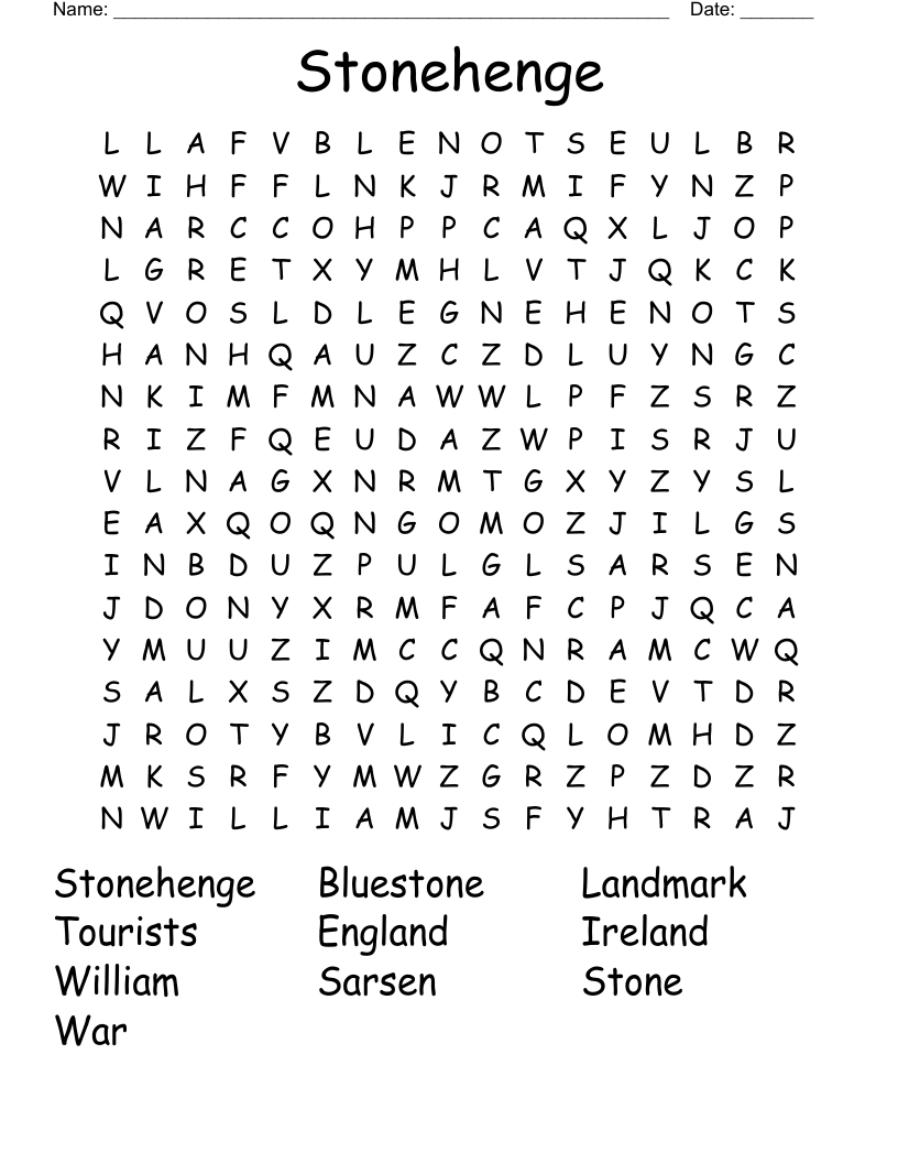 Stonehenge Word Search WordMint