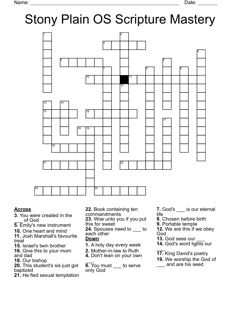 Stony Plain OS Scripture Mastery Crossword WordMint