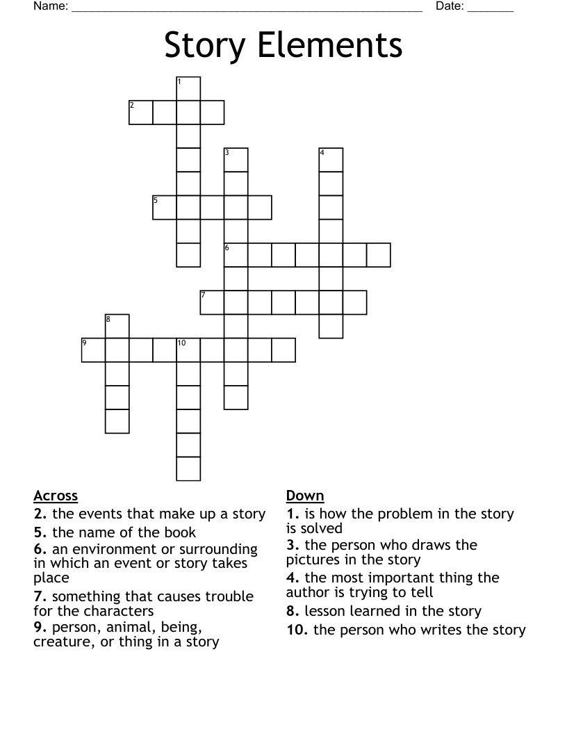 Story Elements Crossword WordMint