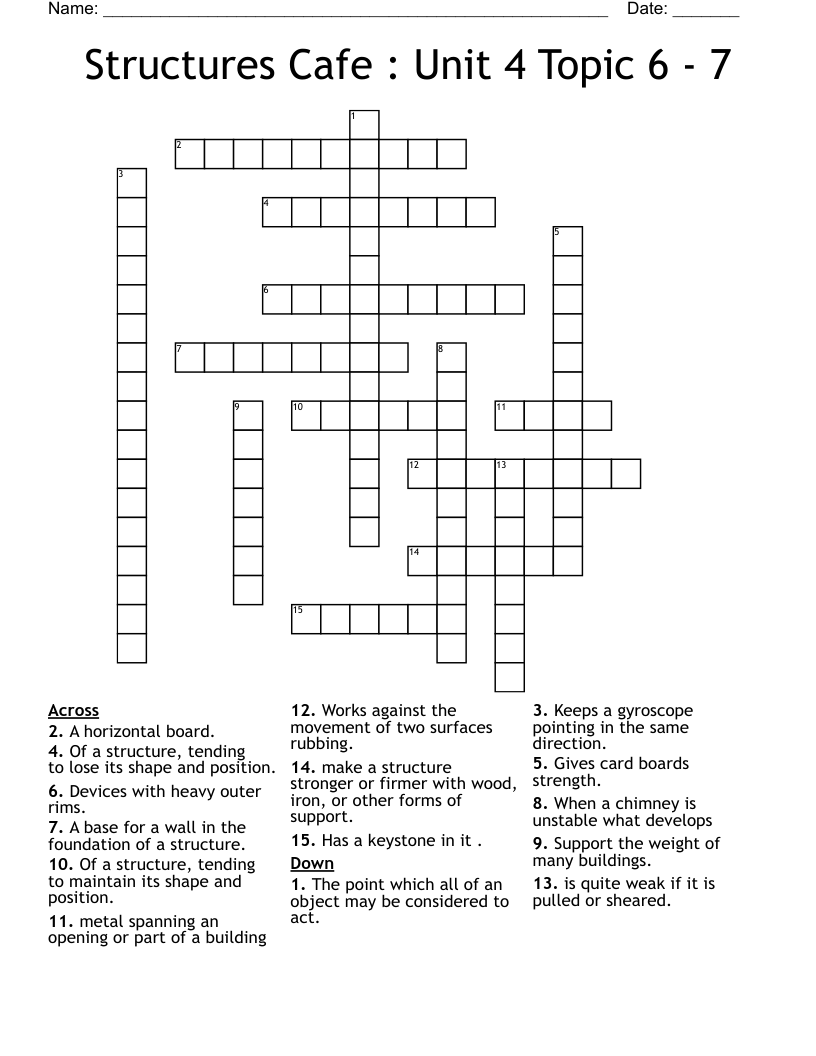 Structures Cafe Unit 4 Topic 6 7 Crossword WordMint