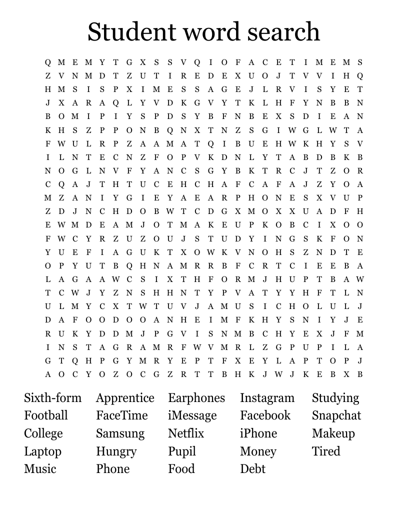 Student word search - WordMint