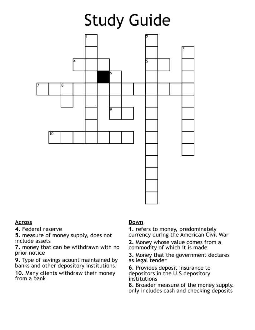 Study Guide Crossword WordMint