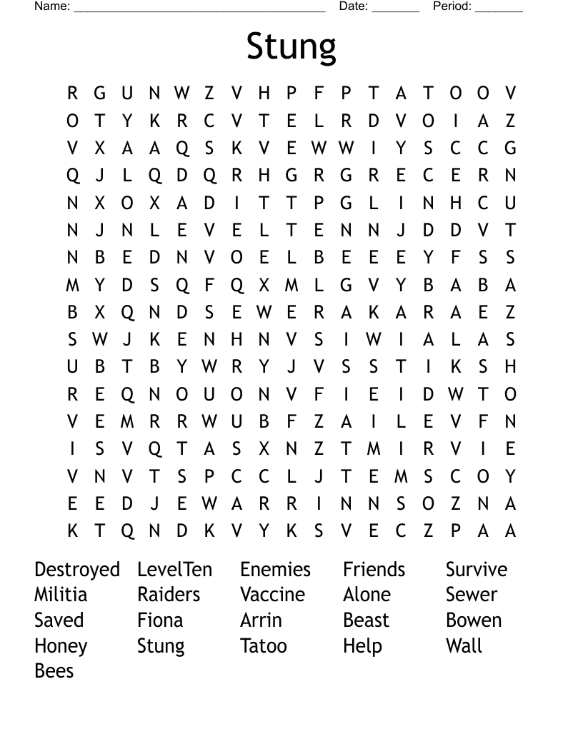 Stung Word Search WordMint